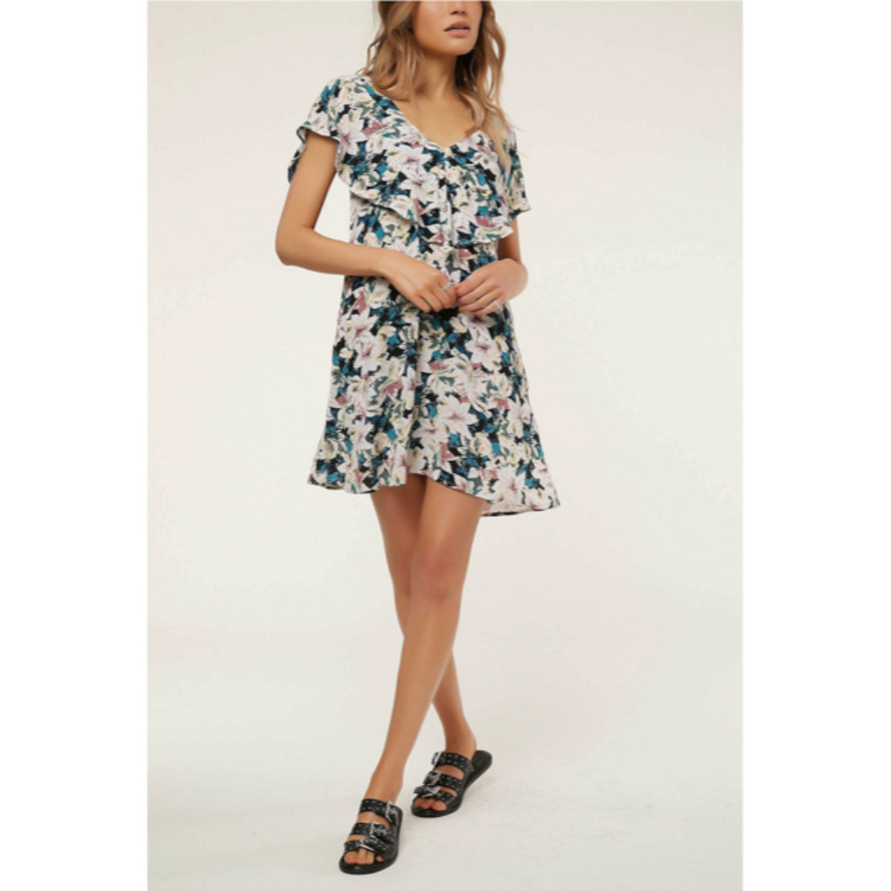 NWT O'Neill Miran Floral Ruffle V-Neck Dress